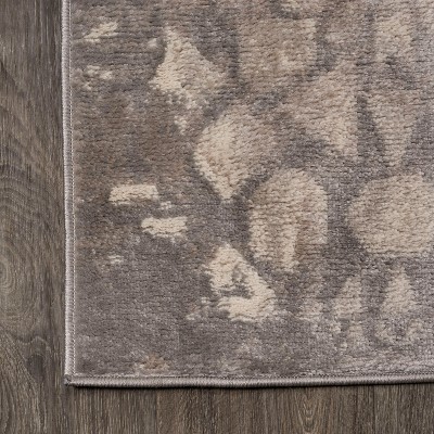 Gray Geometric Synthetic Runner Rug, 2' x 8'