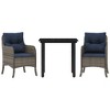 vidaXL 3 Piece Patio Dining Set with Cushions Gray Poly Rattan - 2 of 4