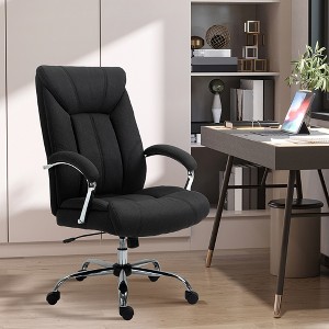 Vynxaria High Back Home Office Chair 360° Swivel Computer Desk Chair with Lumbar Back Support and Adjustable Height, Black - 1 of 4
