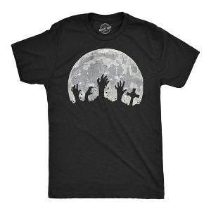 Mens Funny T Shirts Zombie Hands Moon Sarcastic Halloween Graphic Novelty Tee For Men - Crazy Dog Men's T Shirt For Halloween Season - 1 of 4