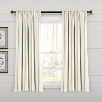 Farmhouse Stripe Yarn Dyed Eco-Friendly Recycled Cotton Window Curtain Panels Yellow/Gray 42X63 Set
