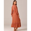 Seta T Women's Boho Long Sleeve Square Neck Elastic High Waist A-Line Maxi Dress with Pockets - 4 of 4