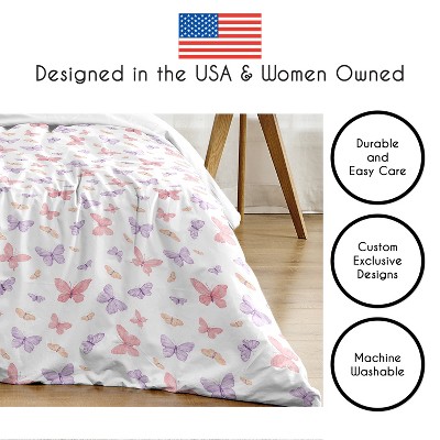 Sweet Jojo Designs Girl Full/Queen Comforter Bedding Set Butterfly Blush Pink and Purple 3pc — фото 6