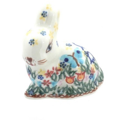 Blue Rose Polish Pottery Garden of Eden Small Rabbit