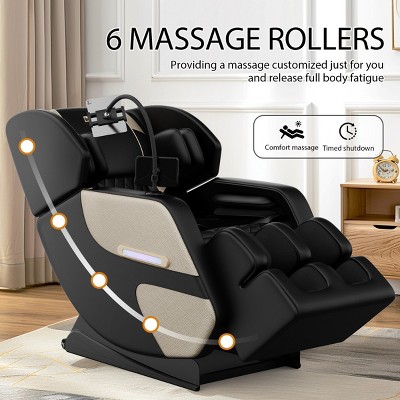 Massage Chair 0 Gravity With 5 Preset Modes Can Choose, Full-Body Massage Chair With 6 Fixed Rollers, Retractable Footrest Chair-Cuddlewood