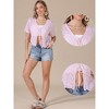 INSPIRE CHIC Women's V Neck Summer Tie Front Hollow Out Short Sleeve Crop Crochet Cardigan - 2 of 4