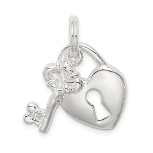 Black Bow Jewelry Sterling Silver Heart Lock and Key Charm - 1 of 4