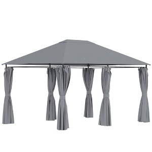 DOMETOUR 10' x 13' Outdoor Patio Gazebo, Canopy Shelter with 6 Removable Sidewalls & Steel Frame for Garden, Lawn, Backyard & Deck, Gray - 1 of 4