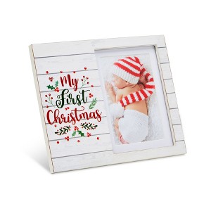 Juvale Christmas Picture Frame, My First Christmas Picture Frame for 4x6 and 5x7 Baby Photos, Keepsake Frame, 9.8 x 7.8 In - 1 of 4