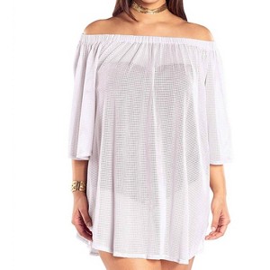 Women's Plus Size Off the Shoulder Cover Up Tunic - Always for Me - 1 of 4