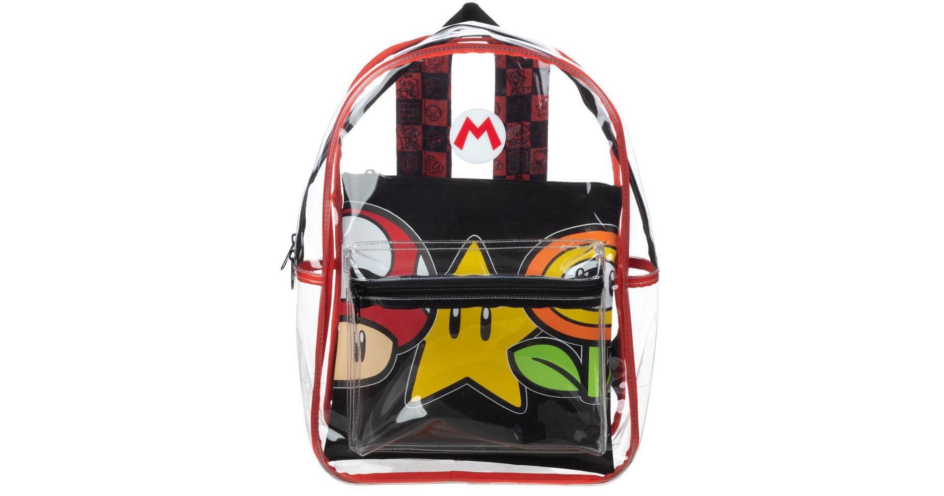Super Mario Transparent Backpack Clear 16" School Bag