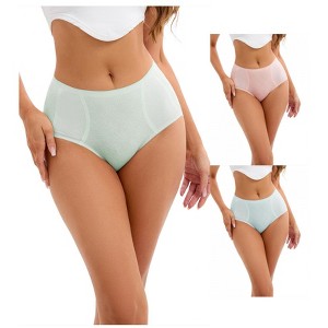 INSPIRE CHIC 3 Packs Women's High-Waisted Underwear Briefs High Elastic Breathable Underpants - 1 of 4