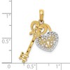 Black Bow Jewelry 14k Yellow Gold & White Rhodium Key and Heart Lock Pendant, 12mm - 4 of 4