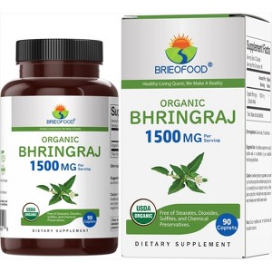 Brieofood Organic Bhringraj 1500mg, 45 Servings, Vegetarian, Gluten Free, 90 Vegetarian Tablets - 1 of 4