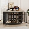 LAOTIES Wooden Dog Crate with Wrought Iron Frame,Side And Top Openings,Indoor Kennel with Lockable Wheels (43.3'' W x 29.9'' D x 33.5'' H) - 3 of 4