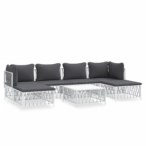 vidaXL Garden Lounge Set White Woven fabric, powder-coated steel, textilene - 1 of 4