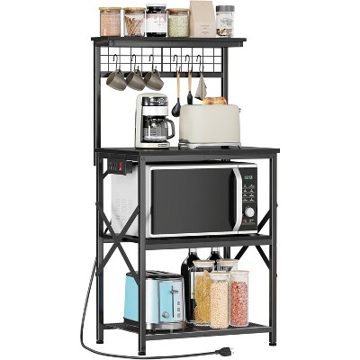Coffee Bar Station with a 22inch Inch Desktop and 8 S Hooks,Kitchen Microwave Rack for Spices,Pots