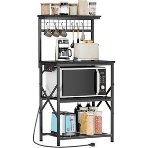 Coffee Bar Station with a 22inch Inch Desktop and 8 S Hooks,Kitchen Microwave Rack for Spices,Pots - 1 of 4