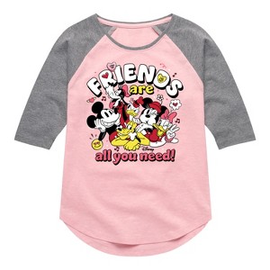 Girls' - Disney - Friends Are All You Need Shirt Tail Raglan Graphic T-shirt - 1 of 3
