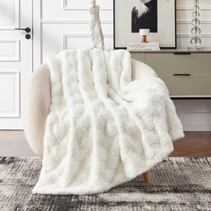 Cozy Bliss Faux Fur Throw Blanket Soft Textured Throw - 1 of 4