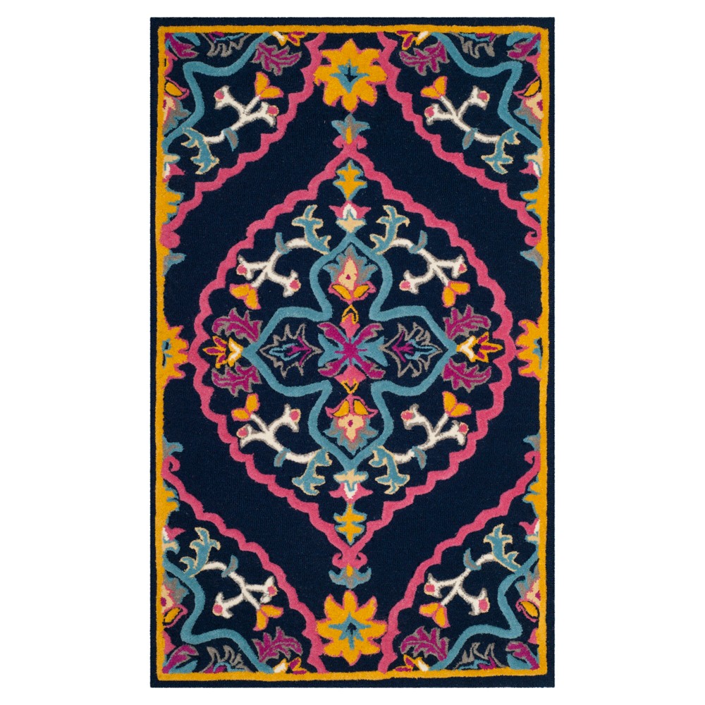 3'x5' Medallion Tufted Accent Rug Navy - Safavieh