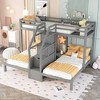 Twin And Twin Wood Triple Bunk Bed With Built-in Staircase Storage Drawer Safety Guardrails Easy Assembly Wooden Slat Support No Spring Box Needed - 3 of 4