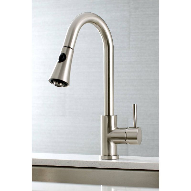 Gourmetier Single Handle Faucet with Pull Down Spout Satin Nickel - Kingston Brass, 4 of 9