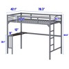 NicBex Twin Size Metal Loft Bed Frame with Built-In Desk,Ladder&Full-Length Guardrails,Space-Saving Loft Bed for Kids,Teens,300lbs Max - 3 of 4