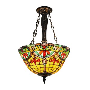 YIYIBYUS 3-Light Elegant Ceiling Pendant Light with Stained Glass Shade - 1 of 4
