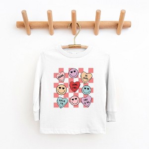 The Juniper Shop Candy Heart Smile Solid Toddler Long Sleeve Tee - 1 of 3
