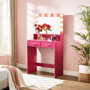 NicBex Vanity Desk with Mirror Small Vanity with Mirror, Compact Makeup Vanity Dressing Table with 2 Drawers and 2 Level Storage for Apartment - 1 of 4