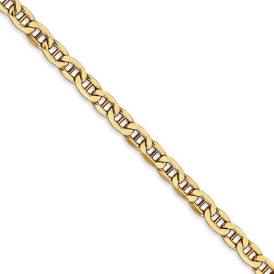 Black Bow Jewelry 4mm, 14k Yellow Gold, Hollow Anchor Link Chain Necklace