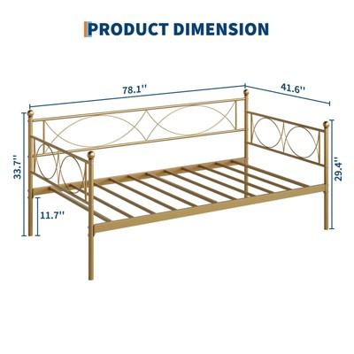 Coucheta Twin Daybed with Trundle, Metal Frame & Steel Slat Support, Multifunctional for Bedroom, Living Room, Guest Room