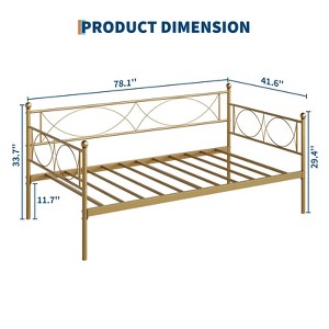 Coucheta Twin Daybed with Trundle, Metal Frame & Steel Slat Support, Multifunctional for Bedroom, Living Room, Guest Room - 1 of 4