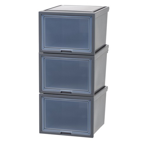 Iris Usa 4 Pack Medium Plastic Open Front Stackable Storage Bin