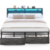 Aheaplus Platform Bed with Hidden Drawers, Storage Headboard, LED Light, and Charge Station - 2 of 4