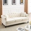 79"Chesterfield Sofa,Velvet Sofas Tufted Couch English Roll Arm Sofa With Nailhead-Cuddlewood - 3 of 4