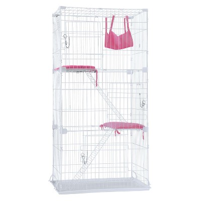BestMassage 67 Inch 3 Tier Cat Cage Multi-Level Cat Kennel Ferret Cage with Cozy Hammock