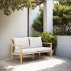 Moda Furnishings Acacia Wood Patio Outdoor Loveseat Sofa With Cushions - 2 of 4