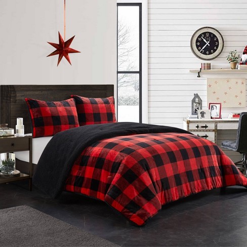 Nothing wakes up bedrooms faster than colorful, luxurious new comforters and bedspread sets, and we're proud to offer you hundreds. king 3pc buffalo plaid royal plush comforter set with sherpa reverse red dearfoams