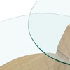 NicBex Artistic Double Layer Coffee Table with White Marble and Wood Grain Collision, Density Board Sticker and Reinforced Glass for Dining Room - 3 of 4