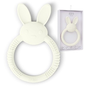 Silicone Baby Bunny Teething Toys - Cute Animal Shaped Teething Relief for 0-6 Months, Easy to Clean Teether Ring - Newborn Essentials (Vanilla) - 1 of 4