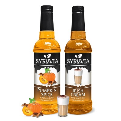 Syruvia Variety Pack - Pumpkin Spice & Irish Cream Syrup 25.4 Fl oz (2-Pack)