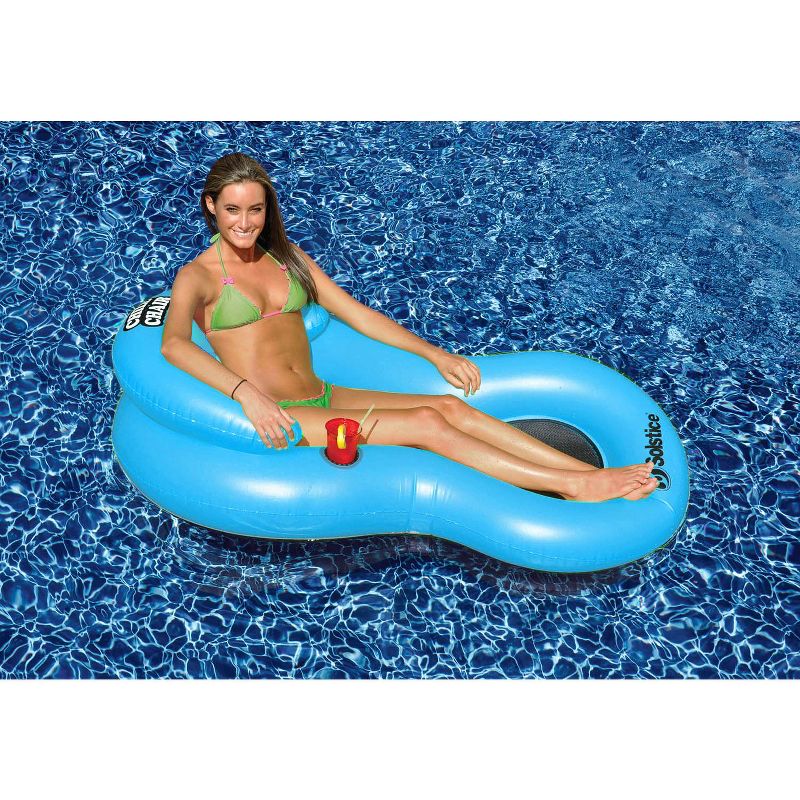 Swim Central 61-Inch Inflatable Blue Chill Swimming Pool Floating Lounge Chair, 4 of 5