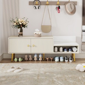 CAVINAS Storage Bench Shoe Rack Hidden Storage and Upholstered Cushions for Entryway Bedroom - 1 of 4