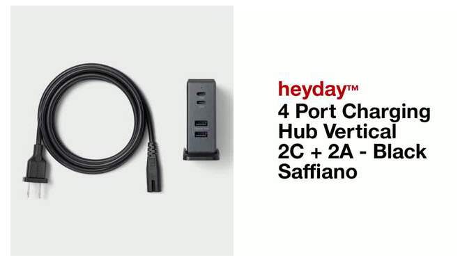 4 Port Charging Hub Vertical 2C + 2A - heyday&#8482; Black Saffiano, 2 of 5, play video