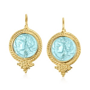 Ross-Simons Italian Tagliamonte Blue Venetian Glass Arethusa Drop Earrings in 18kt Gold Over Sterling - 1 of 4