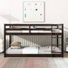 TIRAMISUBEST Twin Over Twin Floor Bunk Bed with Ladder and Guardrail, Rubber Wood Bunk Bedframe with Slats Support for Bedroom - 2 of 4