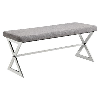 Ornelas Metal Base Linen Bench Gray - Inspire Q