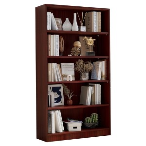 Lirago Adjustable 5-Shelf Wooden Bookcase-Freestanding Home Office and Living Room Storage Red 11.6"Wx33"Lx60"H - 1 of 4